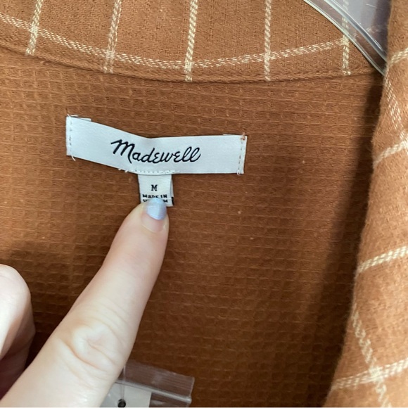 MADEWELL Waffleback Shirt Jacket Windowpane Rust Orange Flannel - Picture 5 of 6